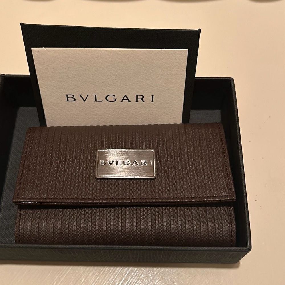 Bvlgari Millerige 6 Keyholder Brown Coated Heritage Canvas Leather New